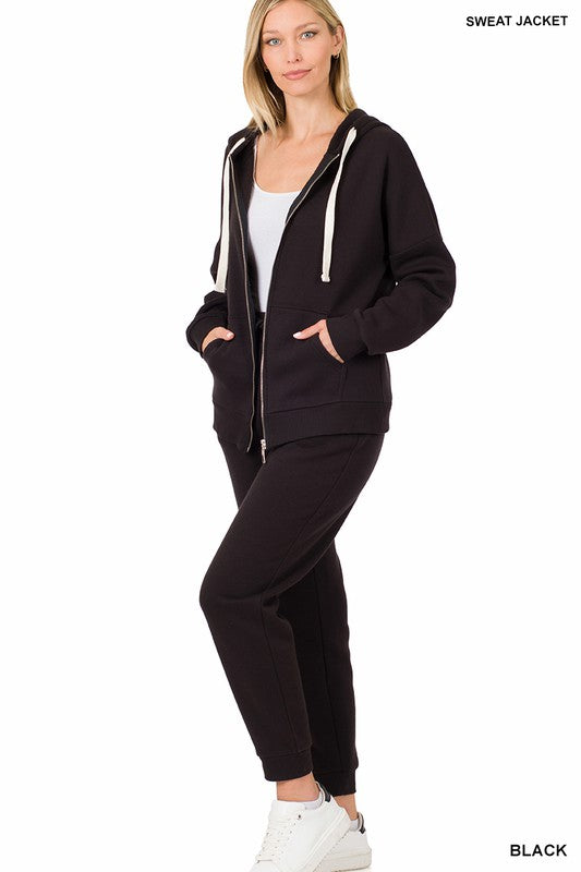 Zipper Hoodie Sweat Jacket & Sweat Pants Set