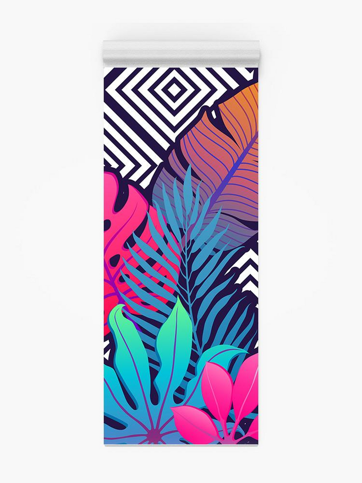 Leaves And Flowers With Shapes Yoga Mat