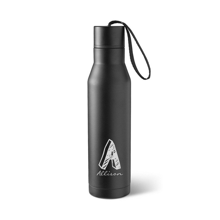 Personalized Black Insulated Stainless Steel Water bottle