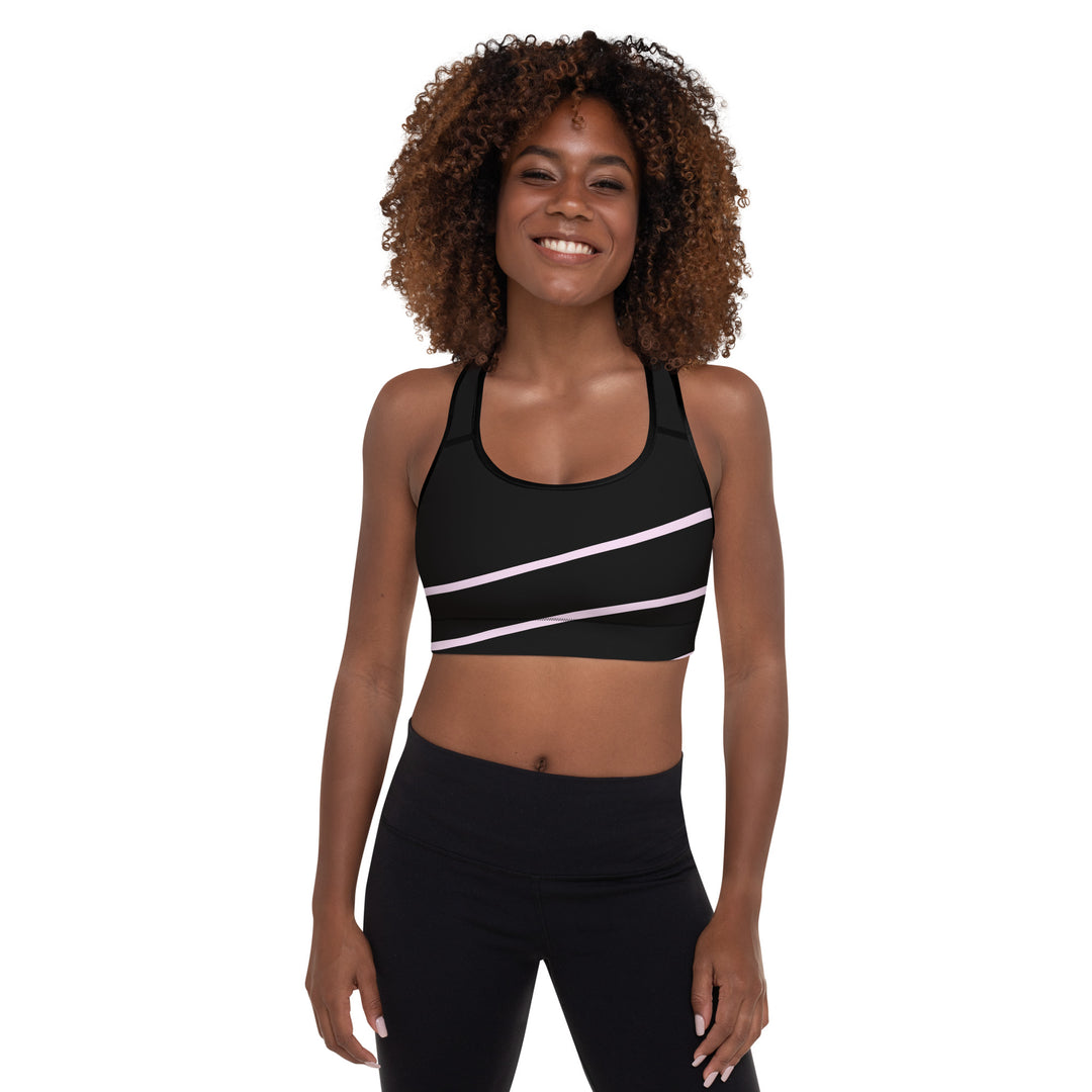 Black and Pink Padded Sports Bra