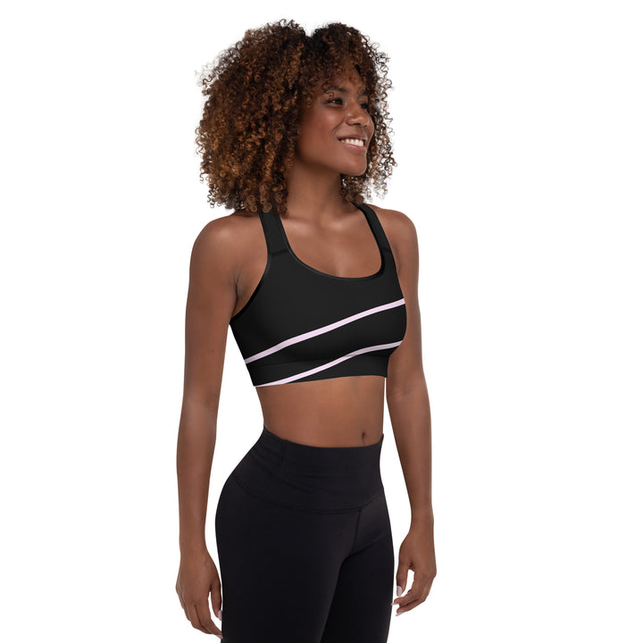 Black and Pink Padded Sports Bra